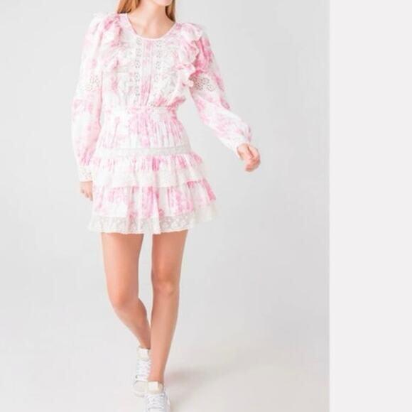 LoveShackFancy Santorini Dress in White & Pink Size XS - Picture 5 of 9